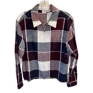 Fiorlini International, Plaid, Zip front shirt, collar, L